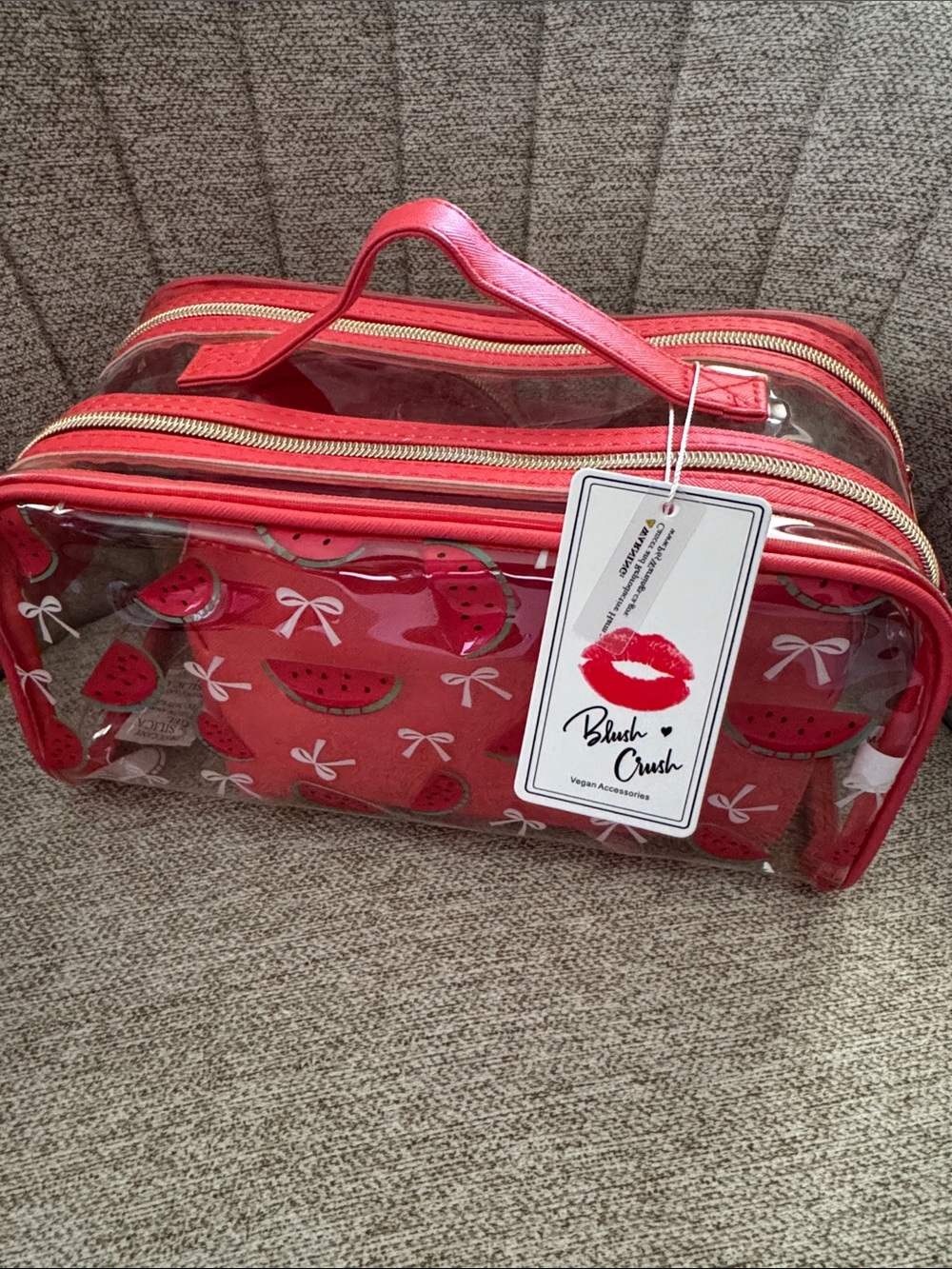 Red Clear Travel Cosmetic Bag Set